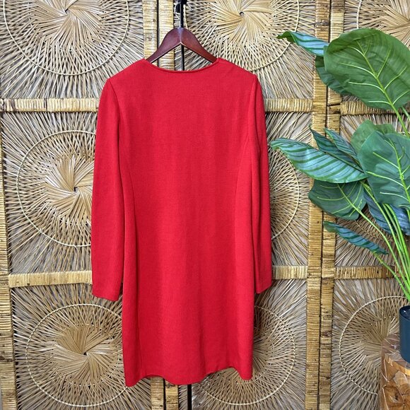 St. John Collection Red Santana Knit Tunic Sweater Wool Dress Size 8 - Picture 9 of 9
